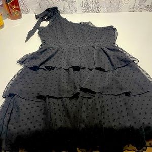 Black, one shoulder tiered, layered dress